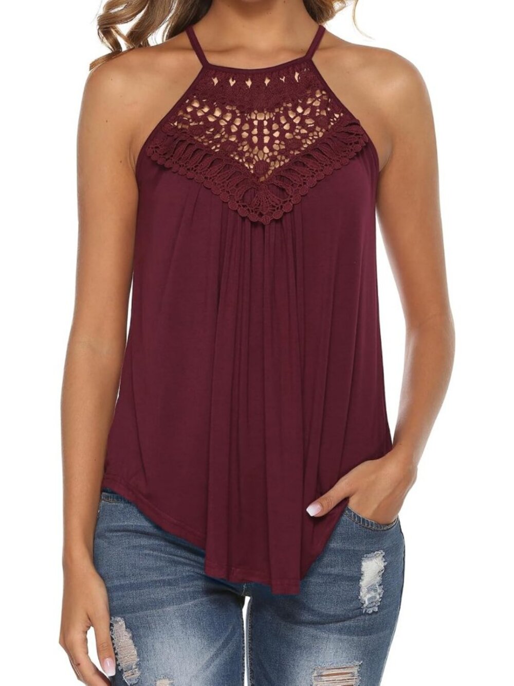 Cute Summer Crochet Halter Top - Sleeveless Flowy Tank for Women, Boho Style